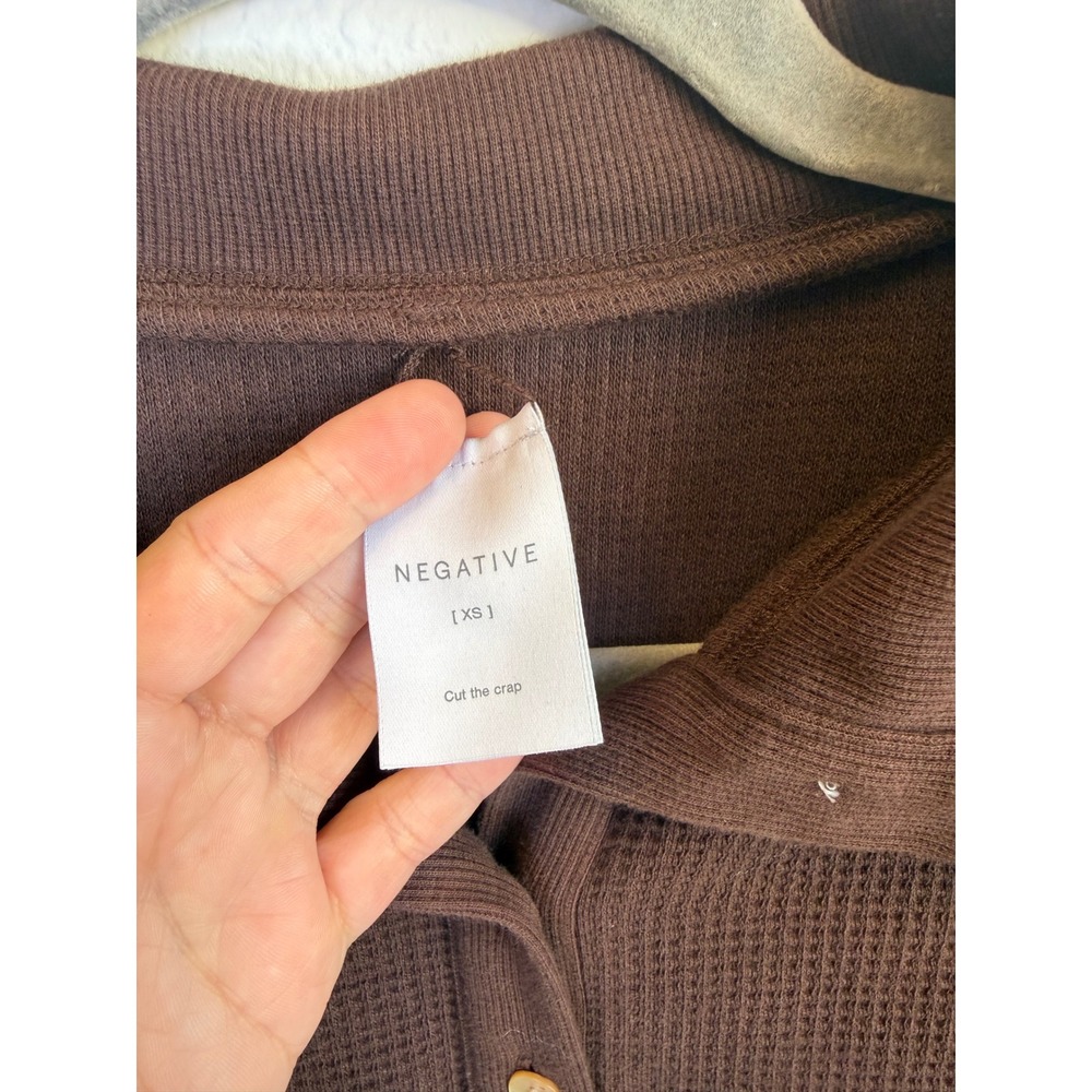 Negative Underwear Waffle Knit Brown Henley Knit Pullover And Jogger Set Sz XS - Picture 5 of 8